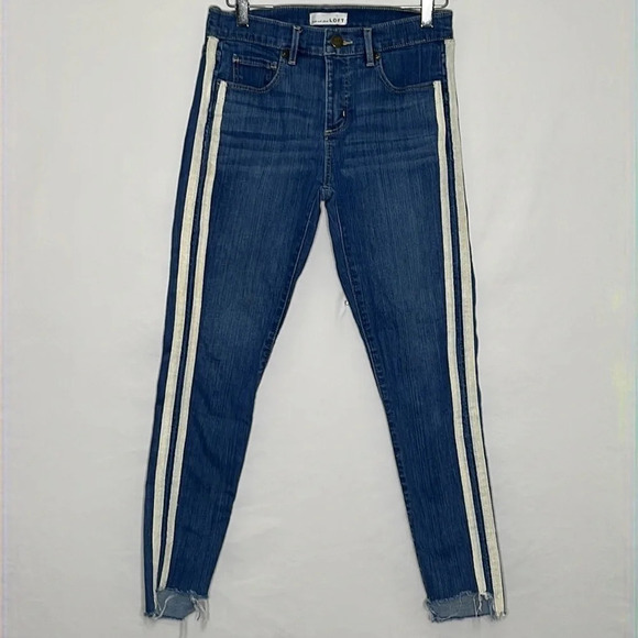 Loft Slim Pocket Side Trim Raw Step Hem Skinny Jeans - Size 27 - Picture 2 of 9